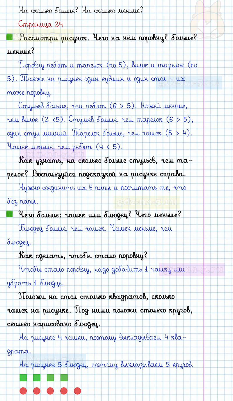 ГДЗ к 24 странице учебника по математике Г.В. Дорофеев, Т.Н. Миракова, Т.Б. Бука за 1 класс 1 часть
