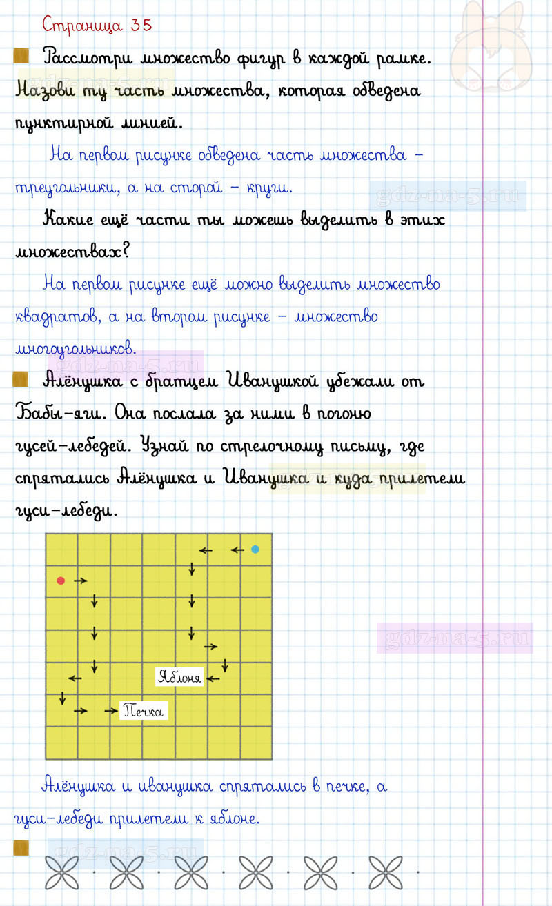 ГДЗ к 35 странице учебника по математике Г.В. Дорофеев, Т.Н. Миракова, Т.Б. Бука за 1 класс 1 часть