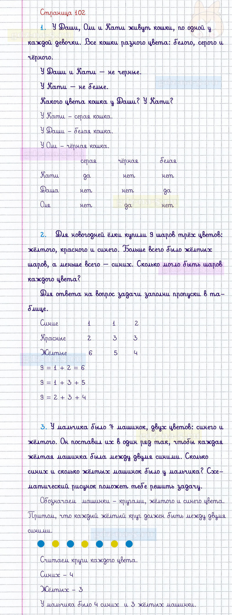 ГДЗ к 102 странице учебника по математике М.И. Моро, М.А. Бантова, Г.И. Бельтюкова за 1 класс 1 часть